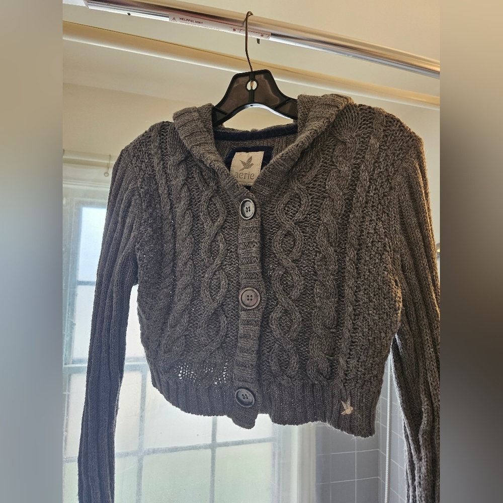 AERIE shrug sweater with hood Size med